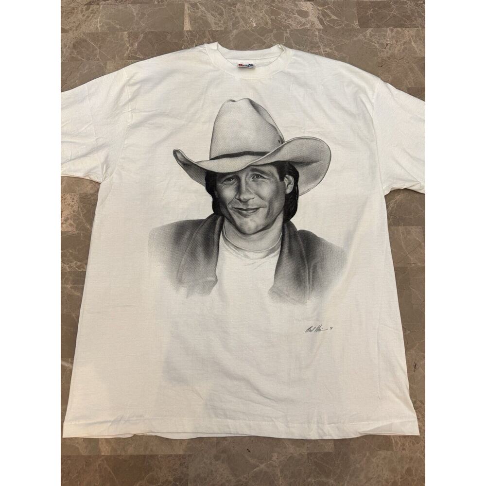 Vintage Clint Black Portrait Sketch Shirt Single Stitch Made In USA Country XL